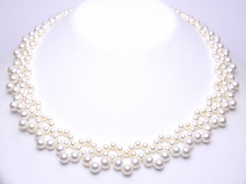 K18WG淡水真珠デザインネックレス（アジャスター付き） | 真珠専門